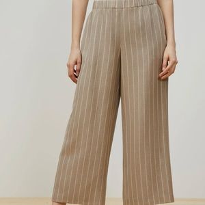 Lafayette 148 New York Riverside Cropped Pant in Pinstripe Italian Linen-Wool